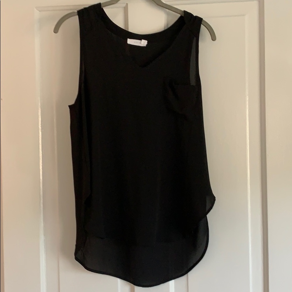 Lush Black Tank Top Blouse with Pocket